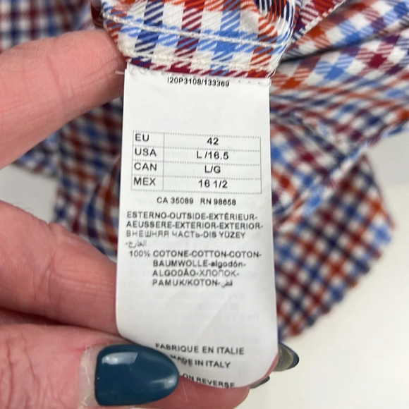 Paul & Shark Yachting Silver Collection Red Blue Check Men's button down shirt - Picture 9 of 10